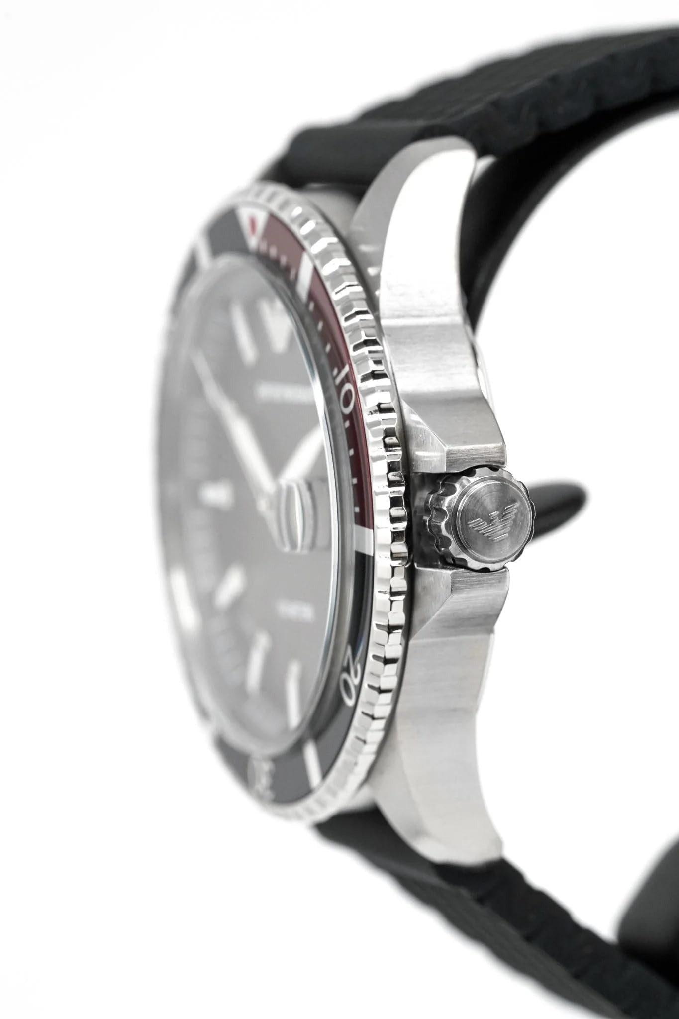 Emporio Armani Diver Black Dial Black Silicon Strap Watch for Men - AR11341