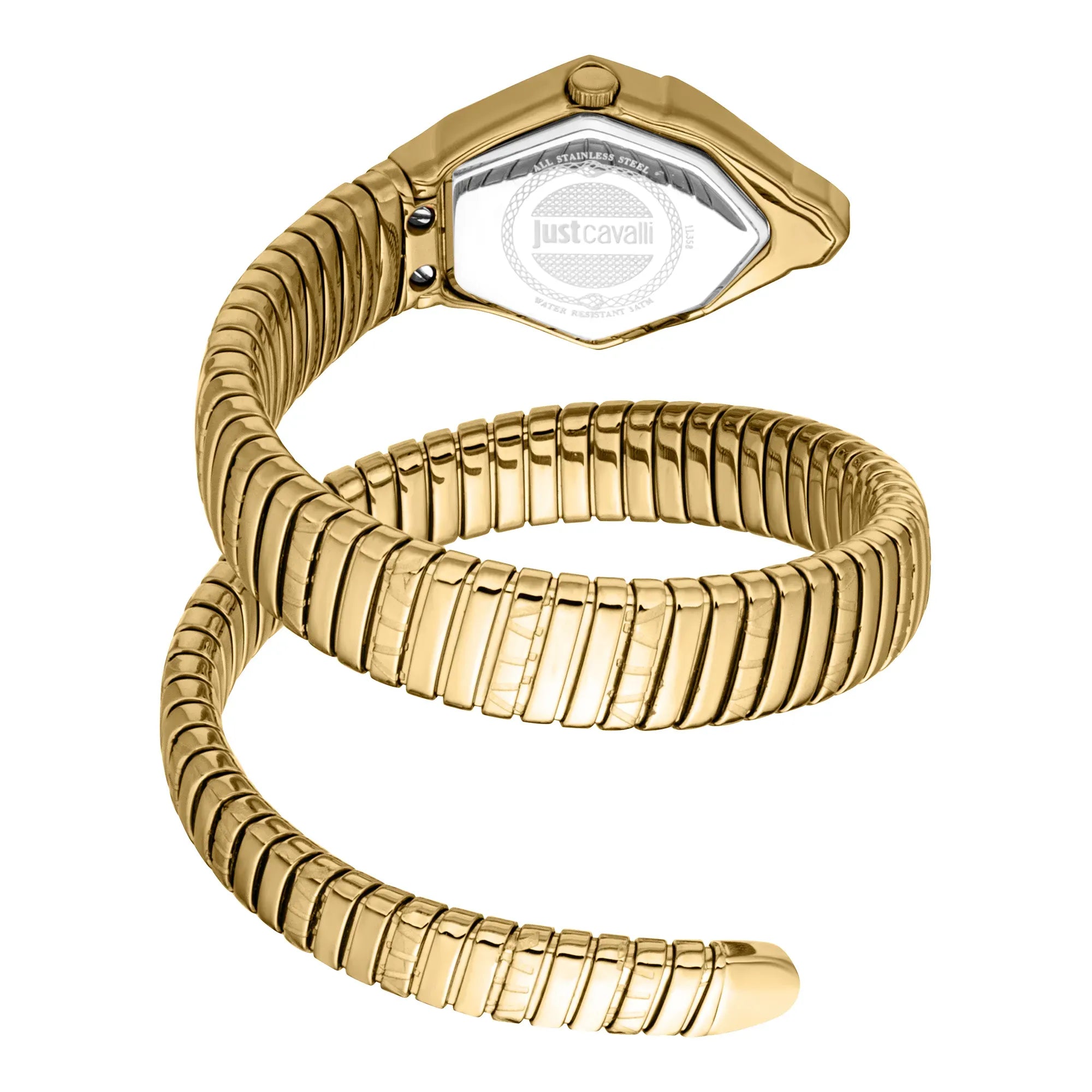 Just Cavalli Vita Purple Dial Gold Steel Strap Watch for Women - JC1L355M0035