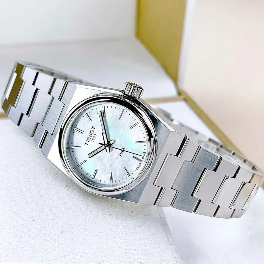 Tissot PRX Quartz Mother of Pearl Dial Silver Steel Strap Watch for Women - T137.010.11.111.00
