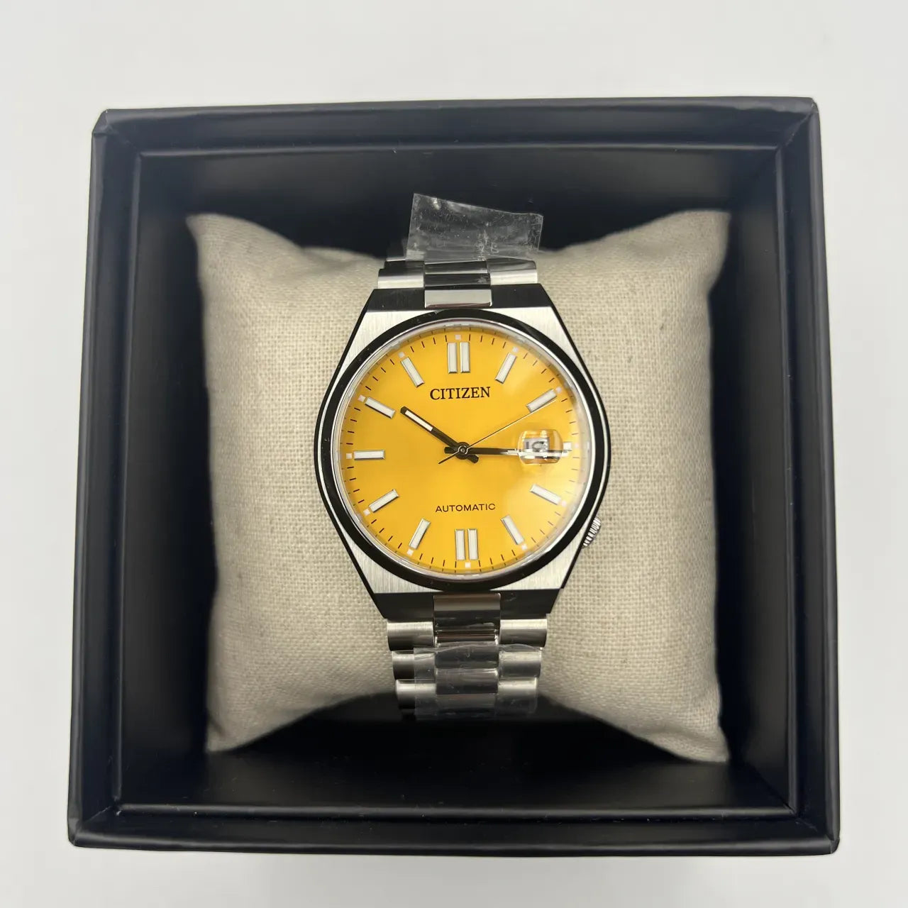 Citizen Tsuyosa Automatic Yellow Dial Silver Steel Strap Watch for Men - NJ0150-56Z