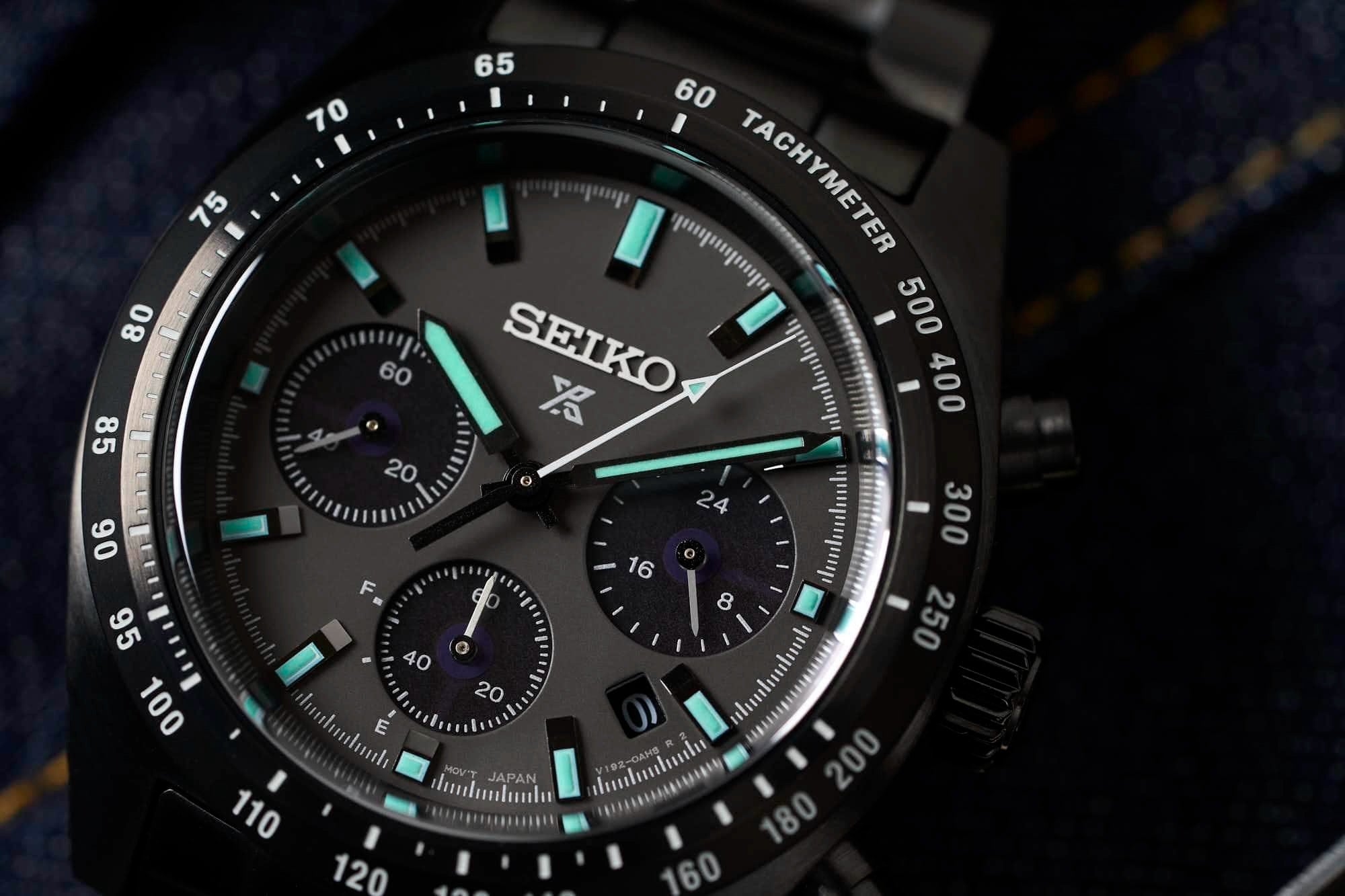 Seiko Prospex Speedtimer The Black Series Limited Edition Black Dial Black Steel Strap Watch for Men - SSC917