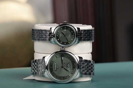 Tissot Le Locle Powermatic 80 Automatic Green Dial Silver Steel Strap Watch for Men - T006.407.11.093.00
