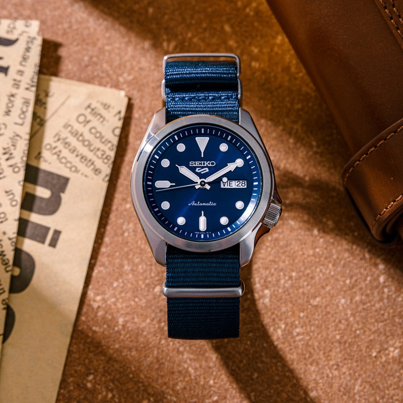 Seiko 5 Sports Automatic Blue Dial Blue Nylon Strap Watch for Men - SRPE63K1