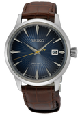 Seiko Presage Cocktail Time Automatic Blue Dial Brown Leather Strap Watch for Men - SRPK15K1