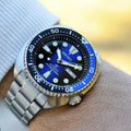 Seiko Prospex Deep Blue Batman Turtle Diver's Automatic Blue Dial Silver Steel Strap Watch for Men - SRPC25J1