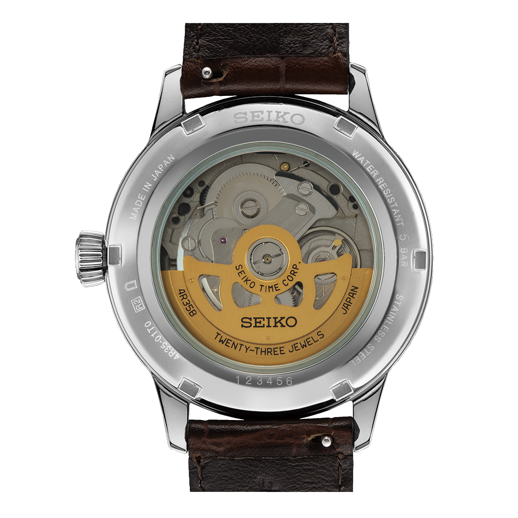 Seiko Presage Cocktail Time Automatic Blue Dial Brown Leather Strap Watch for Men - SRPK15K1
