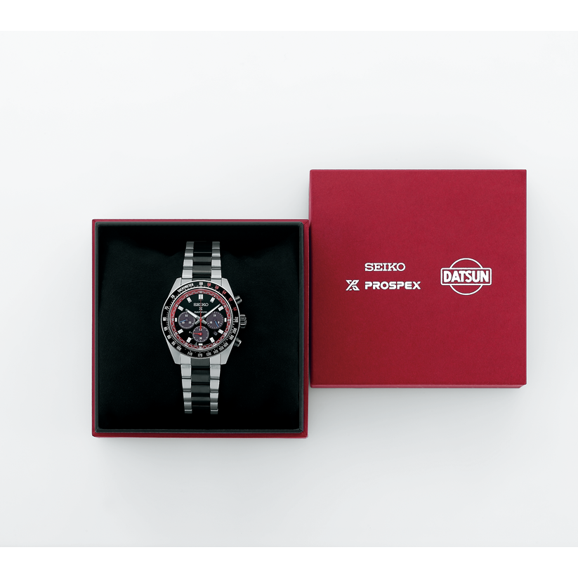 Seiko Prospex Speedtimer Solar Chronograph Datsun 240Z Collaboration Limited Edition Black Dial Two Tone Steel Strap Watch for Men - SSC957