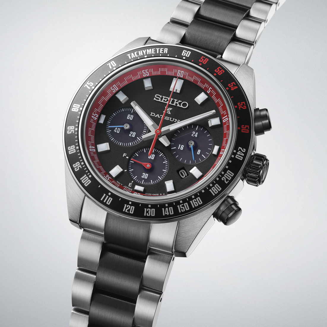 Seiko Prospex Speedtimer Solar Chronograph Datsun 240Z Collaboration Limited Edition Black Dial Two Tone Steel Strap Watch for Men - SSC957