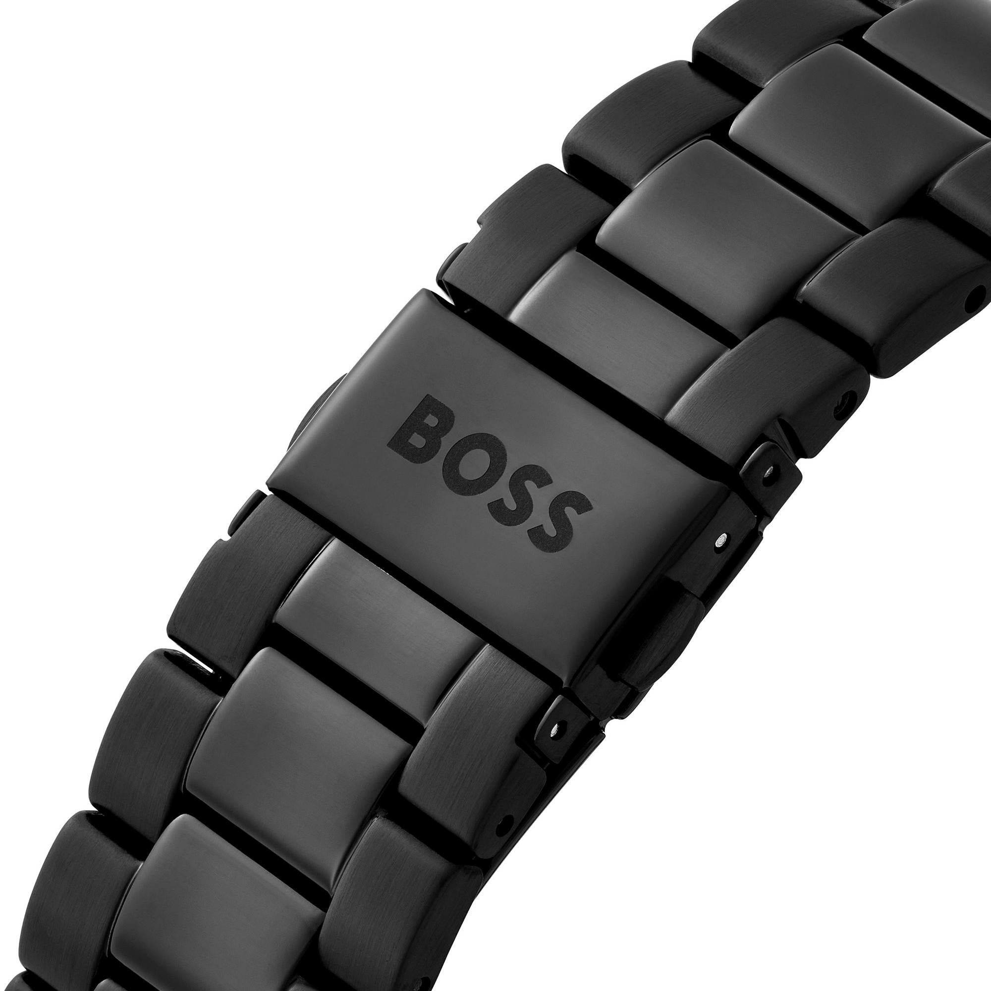 Hugo Boss Admiral Chronograph Black Dial Black Steel Strap Watch for Men - 1514258