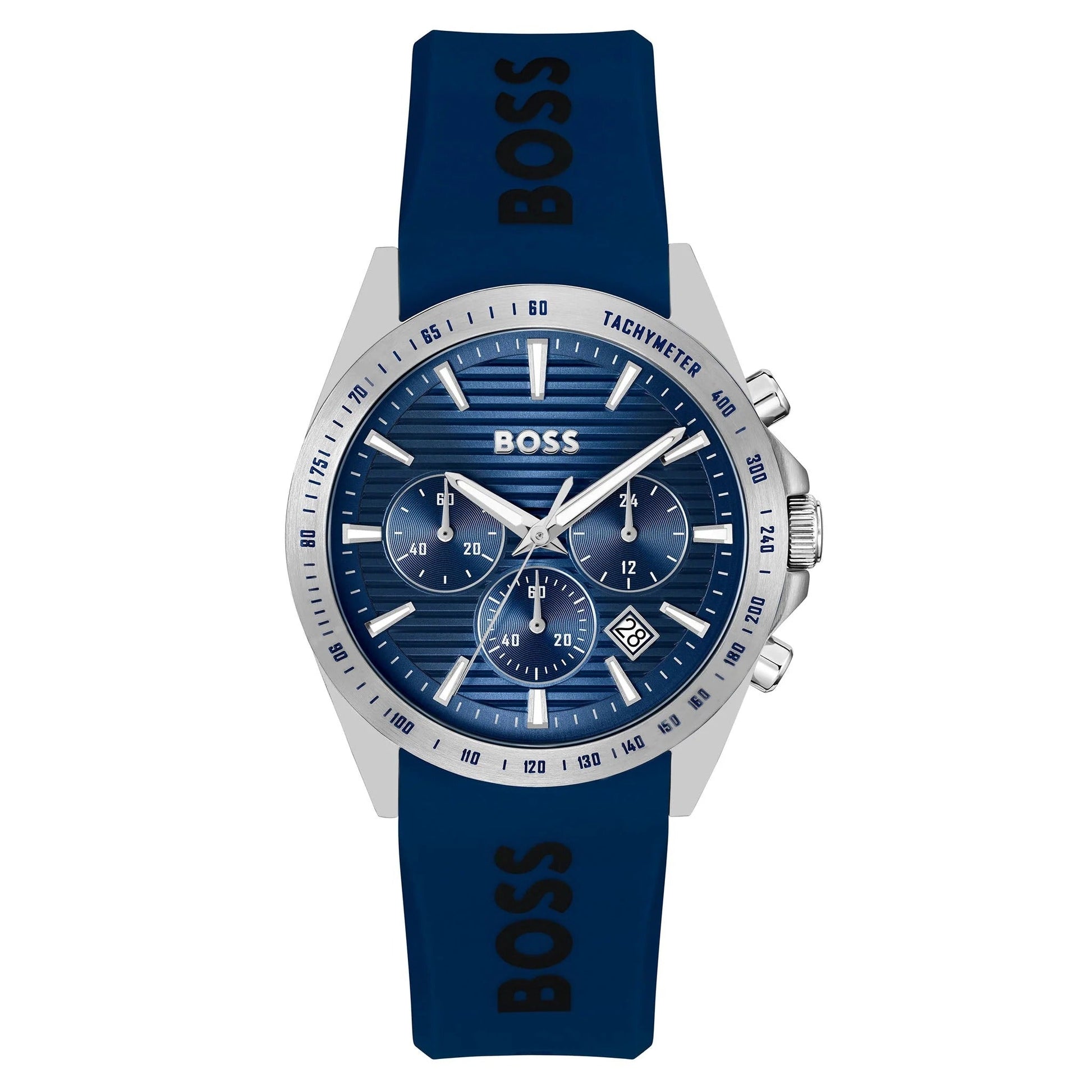 Hugo Boss Strike Chronograph Blue Dial Blue Rubber Strap Watch for Men - 1514239
