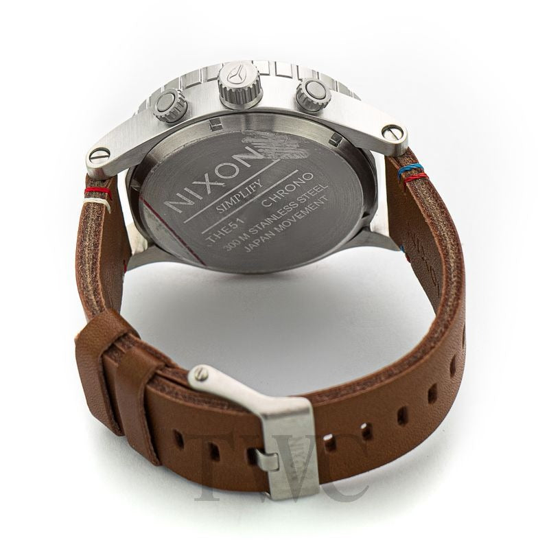 Nixon 51-30 Chronograph Black Dial Brown Leather Strap Watch for Men - A124-019