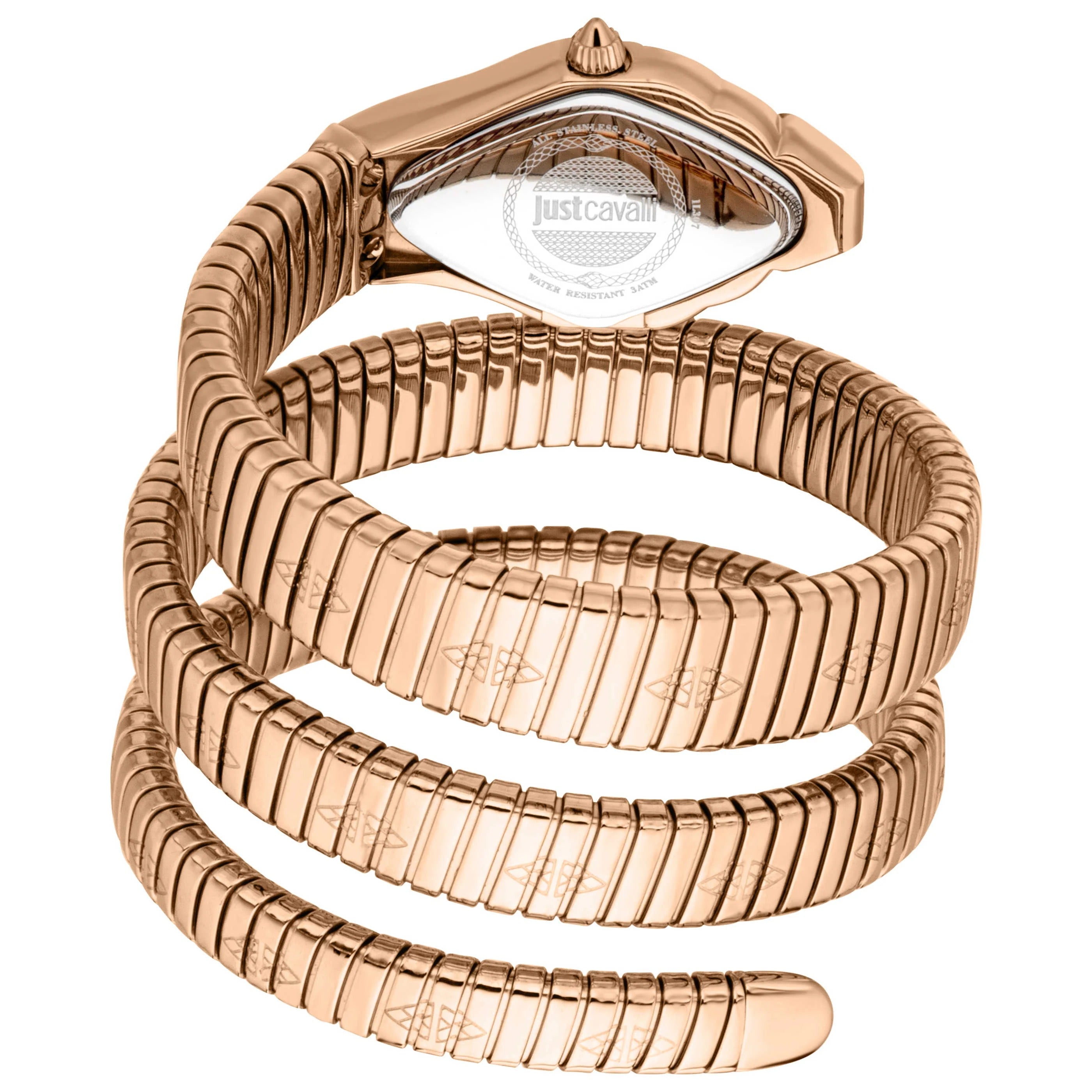 Just Cavalli Cristallo Pink Dial Rose Gold Steel Strap Watch for Women - JC1L307M0045
