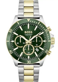 Hugo Boss Troper Chronograph Green Dial Two Tone Steel Strap Watch for Men - 1514154