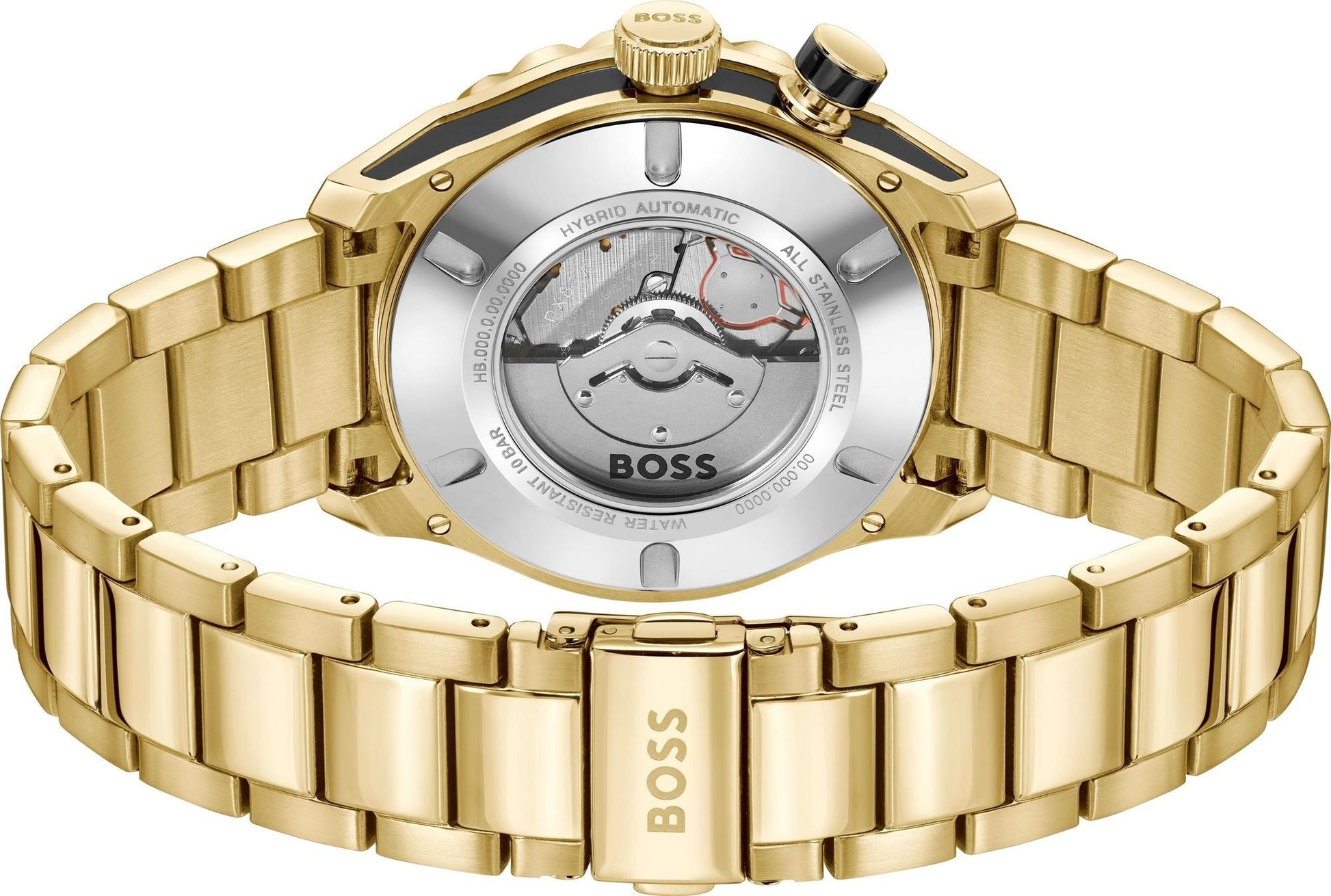 Hugo Boss Bossmatic Automatic Black Dial Gold Steel Strap Watch for Men - 1514180