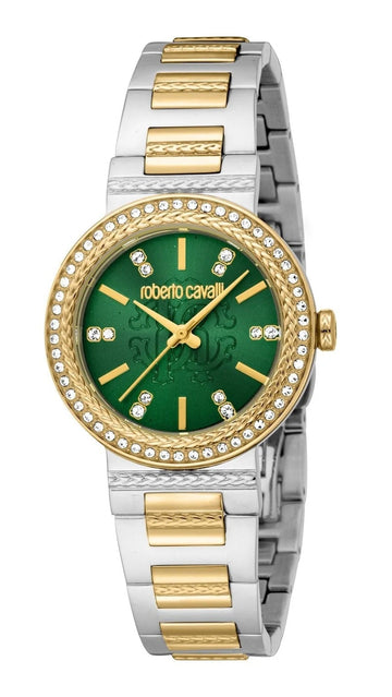Just Cavalli Donna Glam Green Dial Two Tone Steel Strap Watch for Women - RC5L098M0065