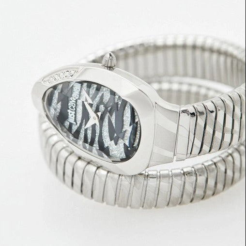 Just Cavalli Glam Evo 8 Black Dial Silver Steel Strap Watch for Women - JC1L225M0025