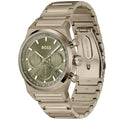 Hugo Boss Candor Chronograph Green Dial Brown Steel Strap Watch for Men - 1514222