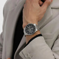 Hugo Boss Peak Chronograph Black Dial Silver Steel Strap Watch for Men - 1514191