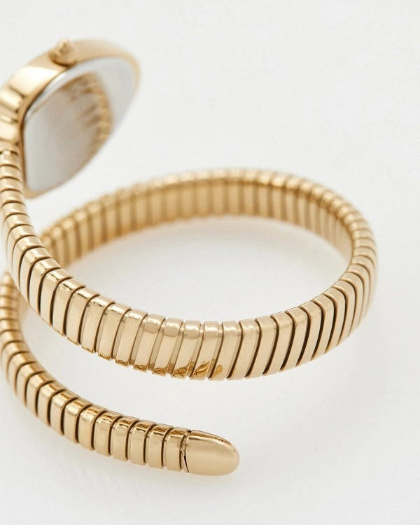 Just Cavalli Lady Snake Red Dial Gold Steel Strap Watch for Women - JC1L249M0025