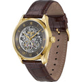 Hugo Boss Principle Skeleton Grey Dial Brown Leather Strap Watch for Men - 1514235
