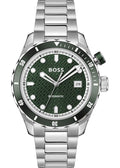 Hugo Boss Bossmatic Automatic Green Dial Silver Steel Strap Watch for Men - 1514178
