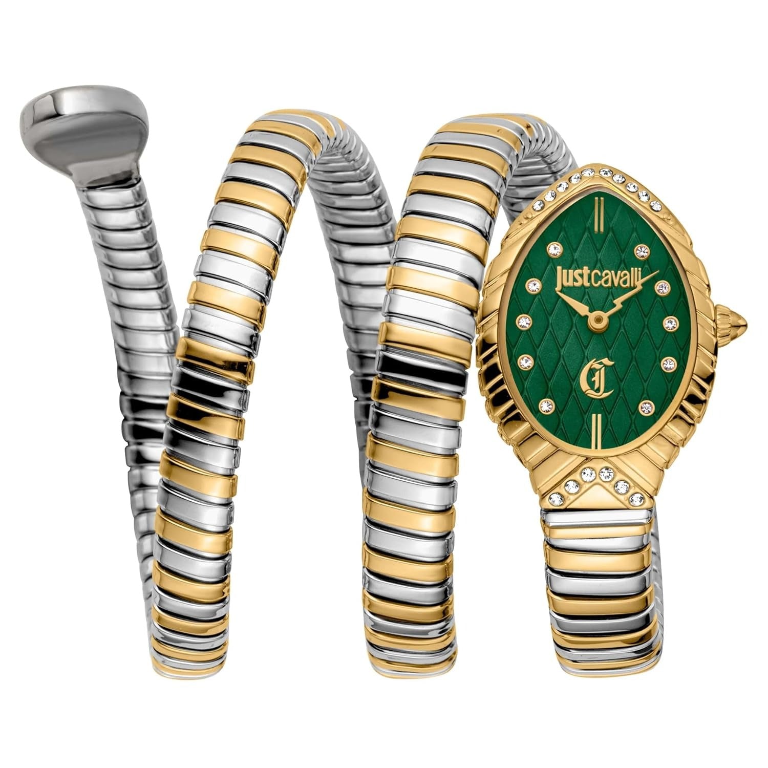 Just Cavalli Specchio Green Dial Two Tone Steel Strap Watch for Women - JC1L323M0055