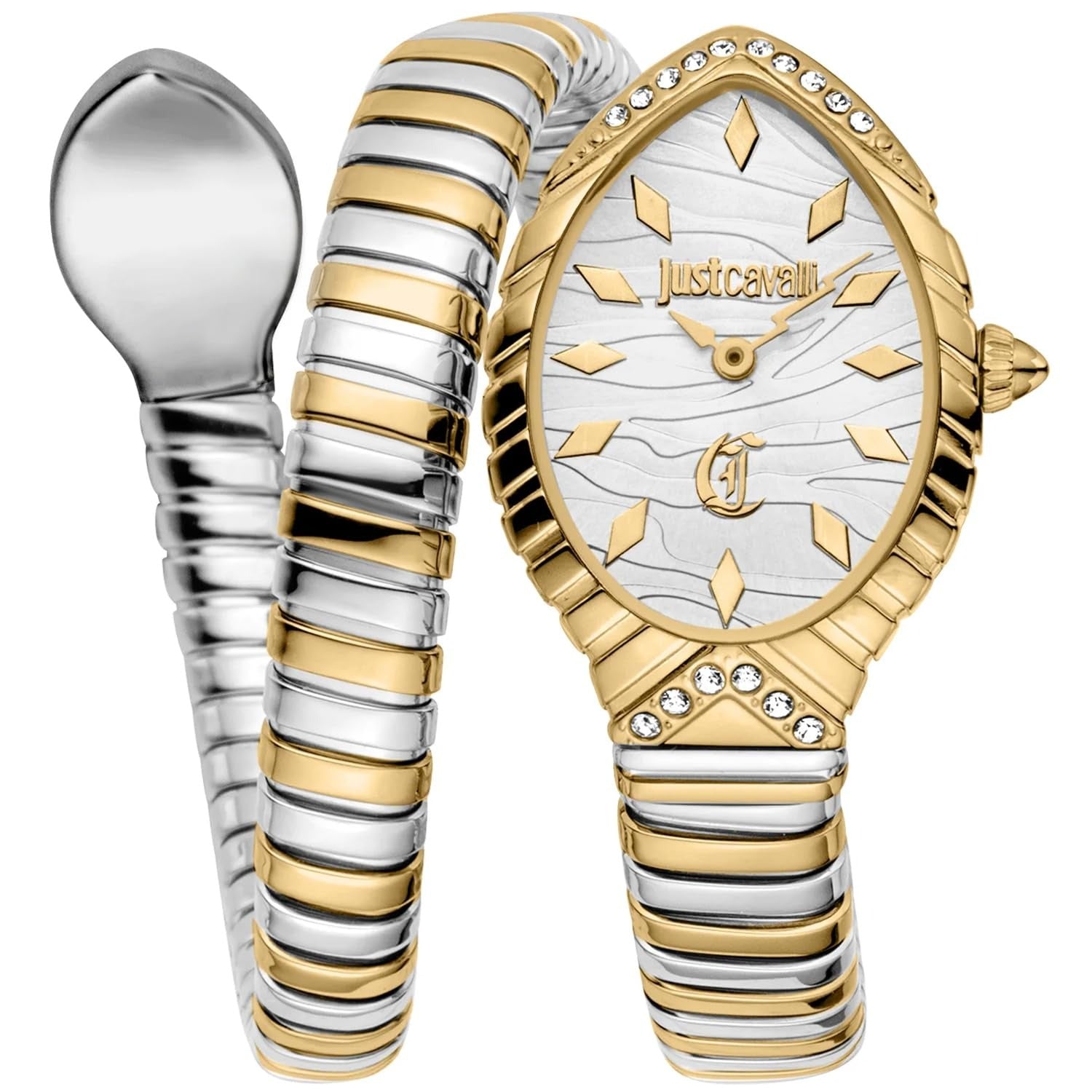 Just Cavalli Specchio Silver Dial Two Tone Steel Strap Watch for Women - JC1L322M0055