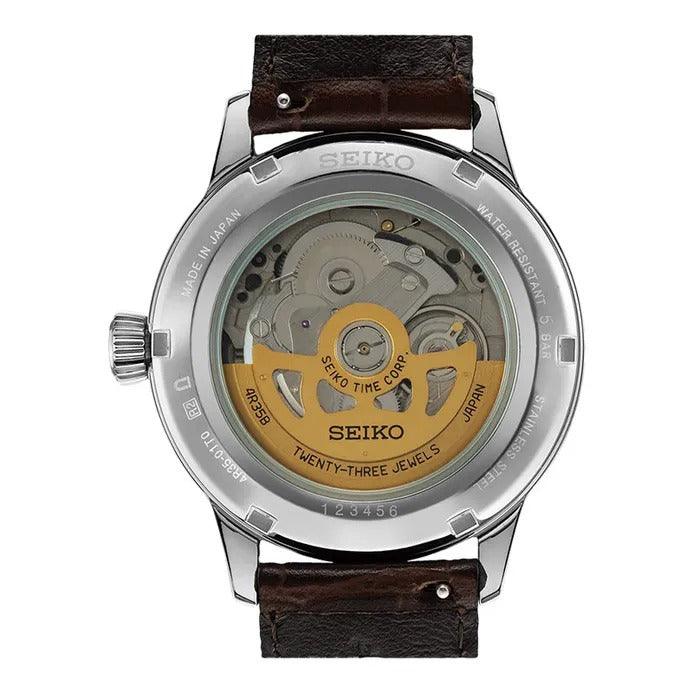 Seiko Presage Cocktail Time Automatic Blue Dial Brown Leather Strap Watch for Men - SRPK15K1