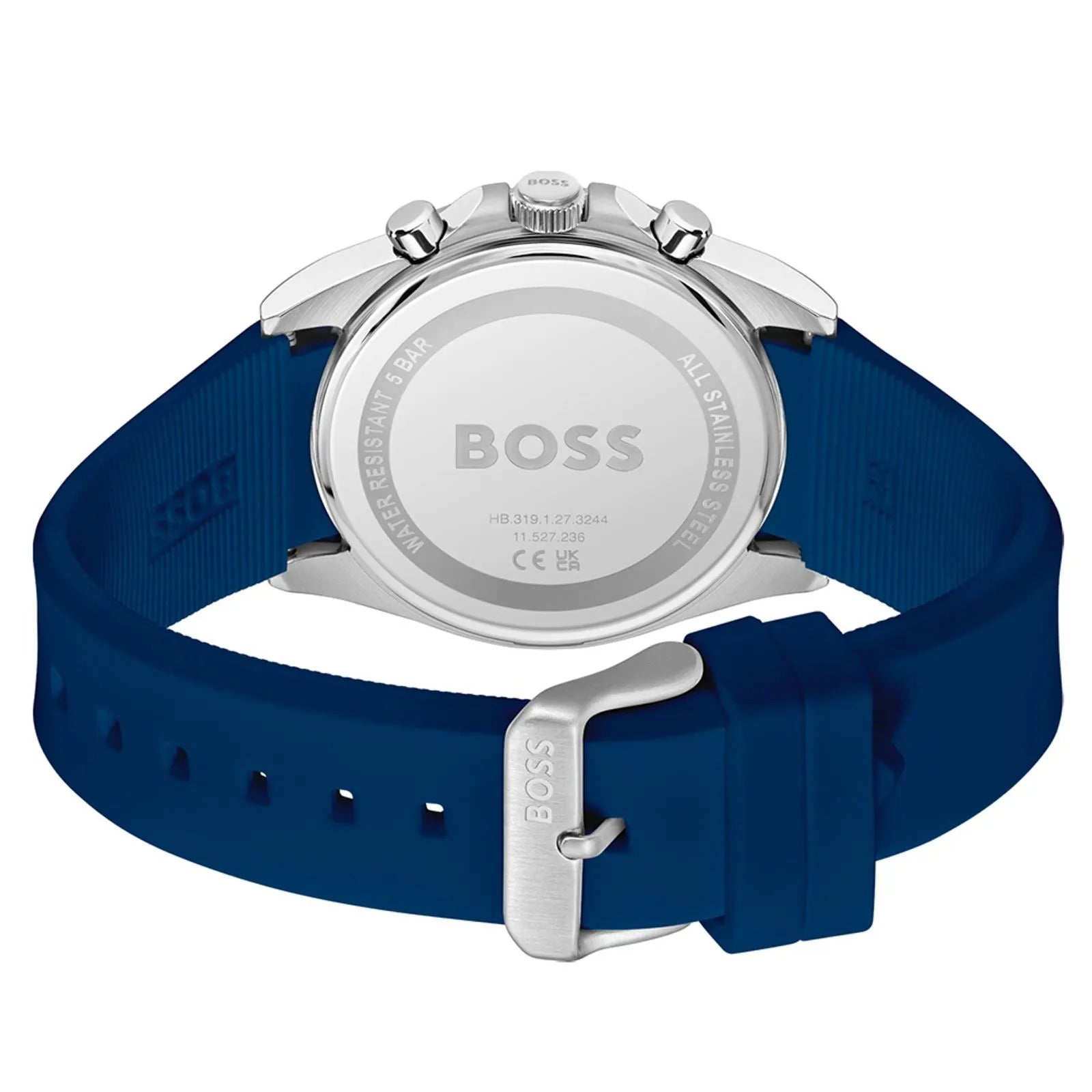 Hugo Boss Strike Chronograph Blue Dial Blue Rubber Strap Watch for Men - 1514239