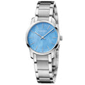 Calvin Klein City Mother of Pearl Blue Dial Silver Steel Strap Watch for Women - K2G2314X