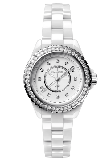 Chanel J12 Quartz Diamonds White Dial White Steel Strap Watch for Women - J12 H3110