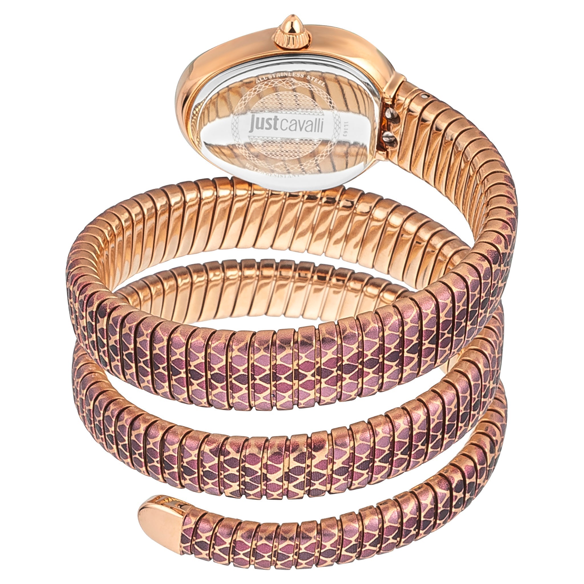 Just Cavalli Glam Snake White Dial Multicolor Steel Strap Watch for Women - JC1L163M0275