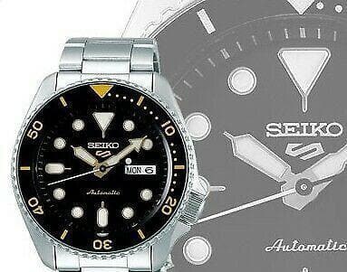 Seiko 5 Sports Automatic Black Dial Silver Steel Strap Watch For Men - SRPD57K1