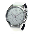 Calvin Klein Masculine Chronograph White Dial White Leather Strap Watch for Men - K2H27101