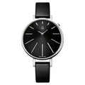 Calvin Klein Equal Black Dial Black Leather Strap Watch for Women - K3E231C1