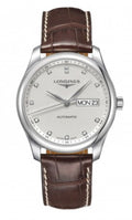 Longines Master Collection Automatic 38.5mm Silver Diamond Dial Brown Leather Strap Watch for Men - L2.755.4.77.3