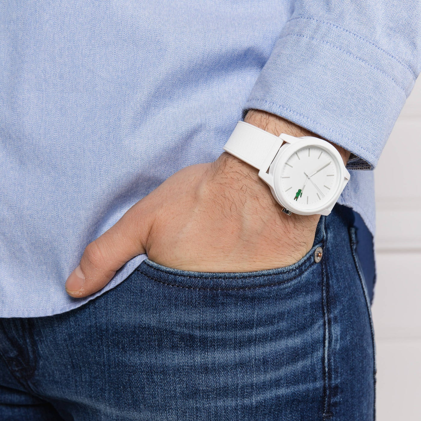 Lacoste 12.12 White Dial White Silicon Strap Watch for Men - 2010984