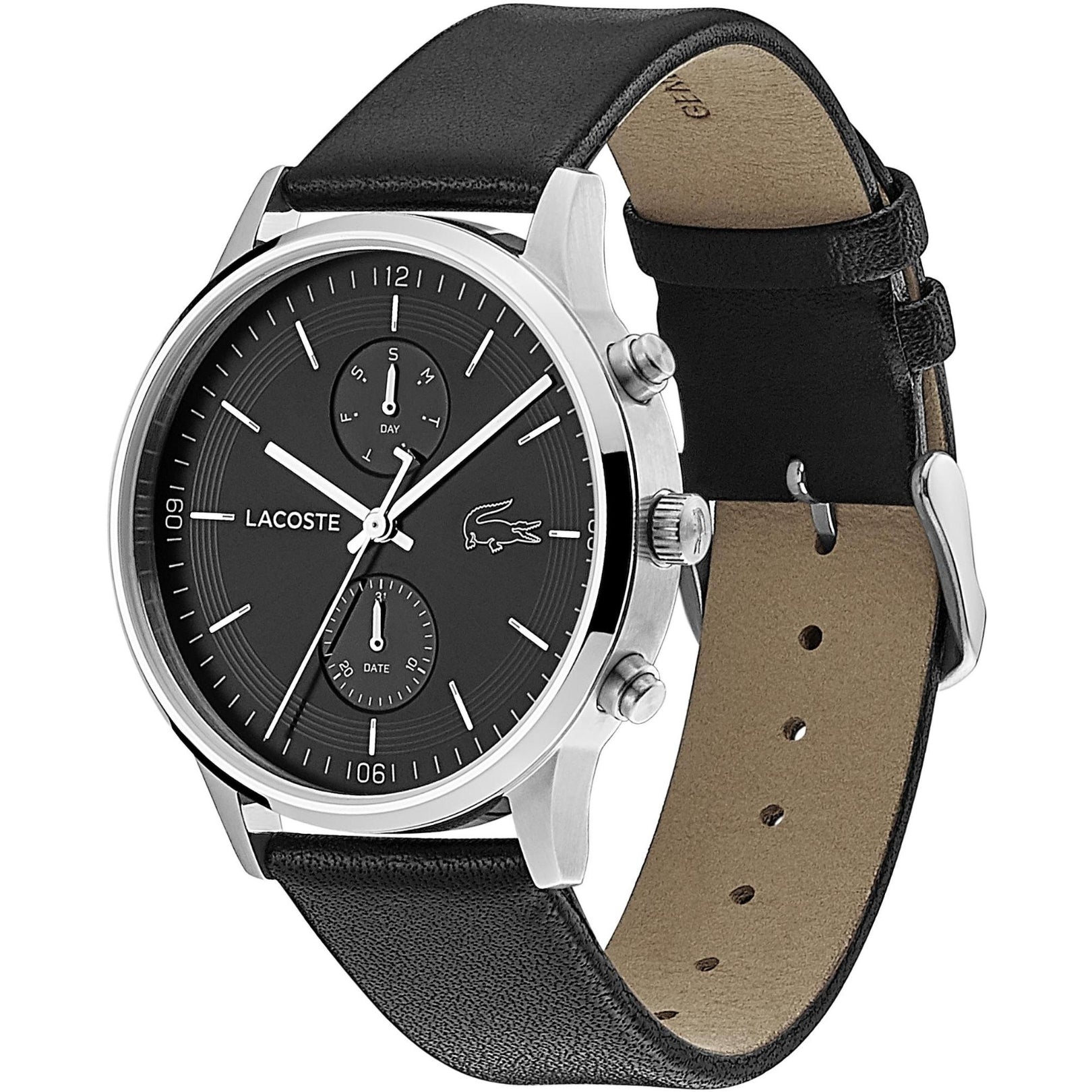Lacoste Madrid Black Dial Black Leather Strap Watch for Men - 2011064