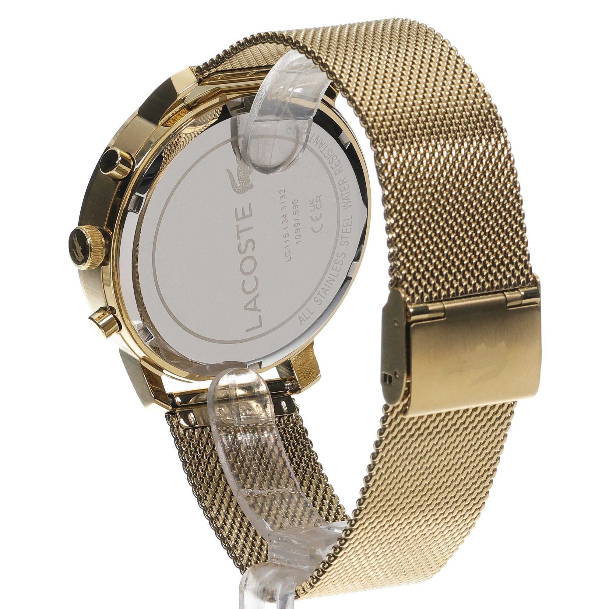 Lacoste Replay Chronograph Black Dial Gold Steel Strap Watch for Men - 2011195