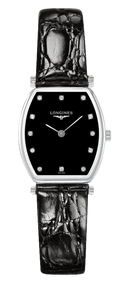 Longines La Grande Classique de Longines Tonneau Black Dial Black Leather Strap Watch for Women - L4.205.4.58.2