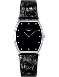 Longines La Grande Classique de Longines Tonneau Black Dial Black Leather Strap Watch for Women - L4.205.4.58.2