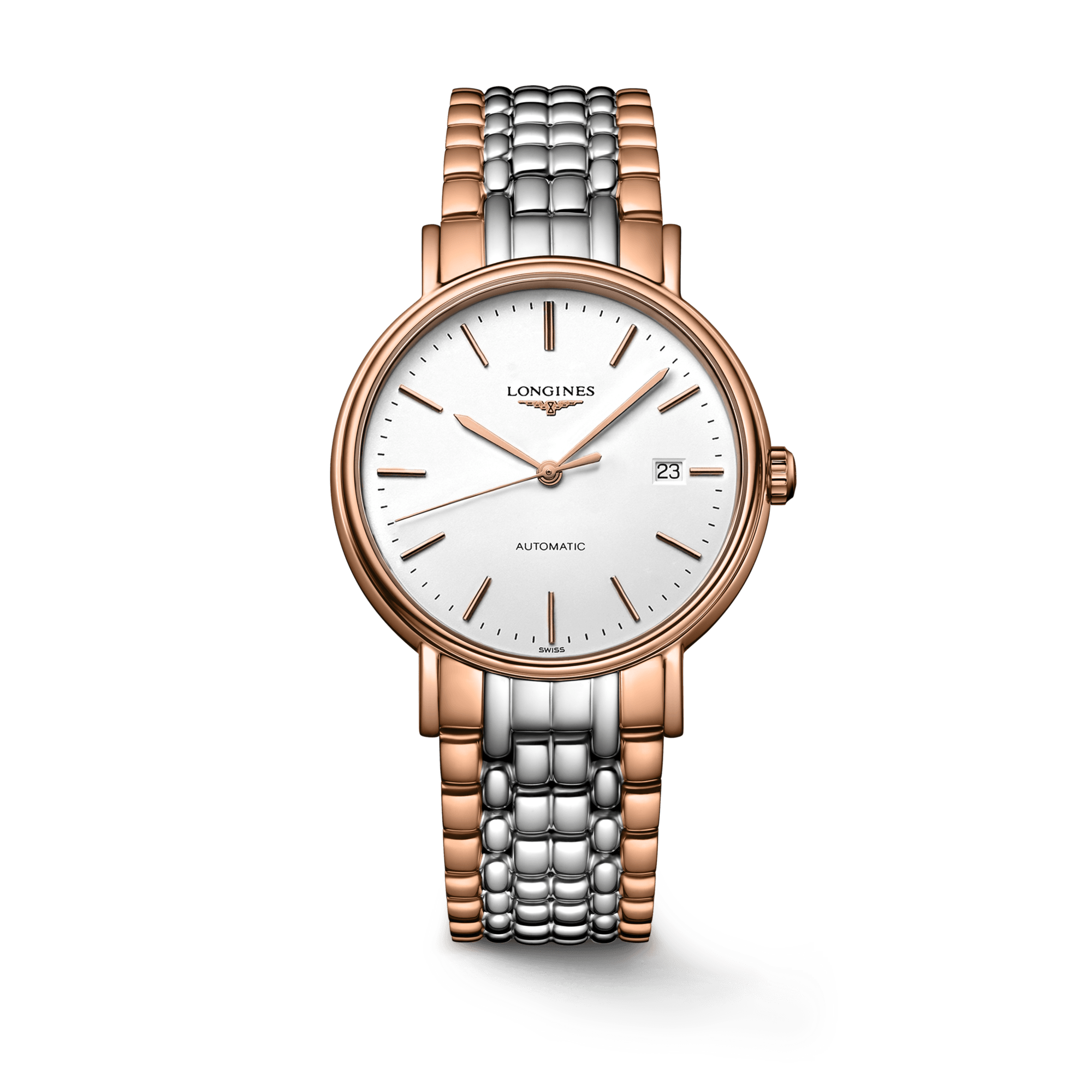 Longines Presence 38.5mm Automatic White Dial Two Tone Steel Strap Watch for Men - L4.921.1.12.7