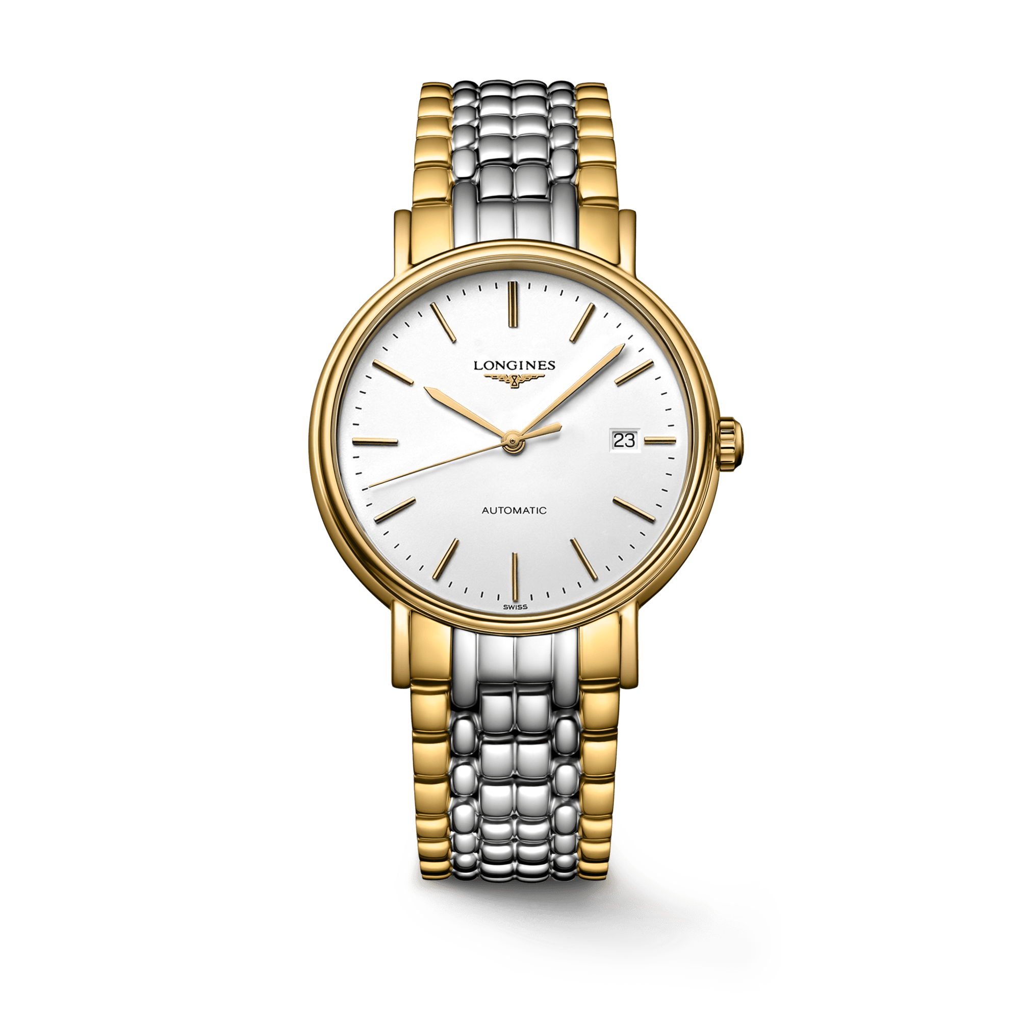 Longines Presence 38.5mm Automatic White Dial Two Tone Steel Strap Watch for Men - L4.921.2.12.7