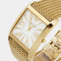 Emporio Armani Super Slim Quartz White DIal Gold Mesh Bracelet Watch For Women - AR2017