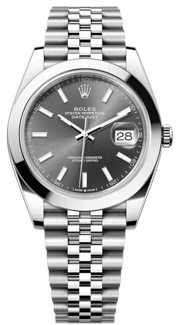 Rolex Datejust 41 Oyster Grey Dial Silver Oystersteel Bracelet Watch for Men - M126300-0008