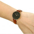 Daniel Wellington Petite St Mawes Black Dial Brown Leather Strap Watch For Women - DW00100169