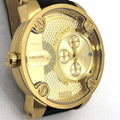 Diesel Mr Daddy Gold Dial Black Leather Strap Watch For Men - DZ7363