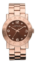 Marc Jacobs Amy Brown Dial Rose Gold Steel Strap Watch for Women - MBM3167