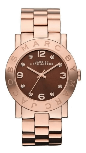 Marc Jacobs Amy Brown Dial Rose Gold Steel Strap Watch for Women - MBM3167