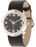 Marc Jacobs Amy Black Dial Black Leather Strap Watch for Women - MBM1140